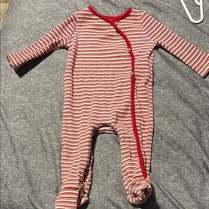 Mud Pie Red and White Striped Footie